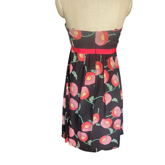 Y2K ANNA SUI for Anthropologie Strapless Floral Silk Dress Size 6 - Picture 3 of 6